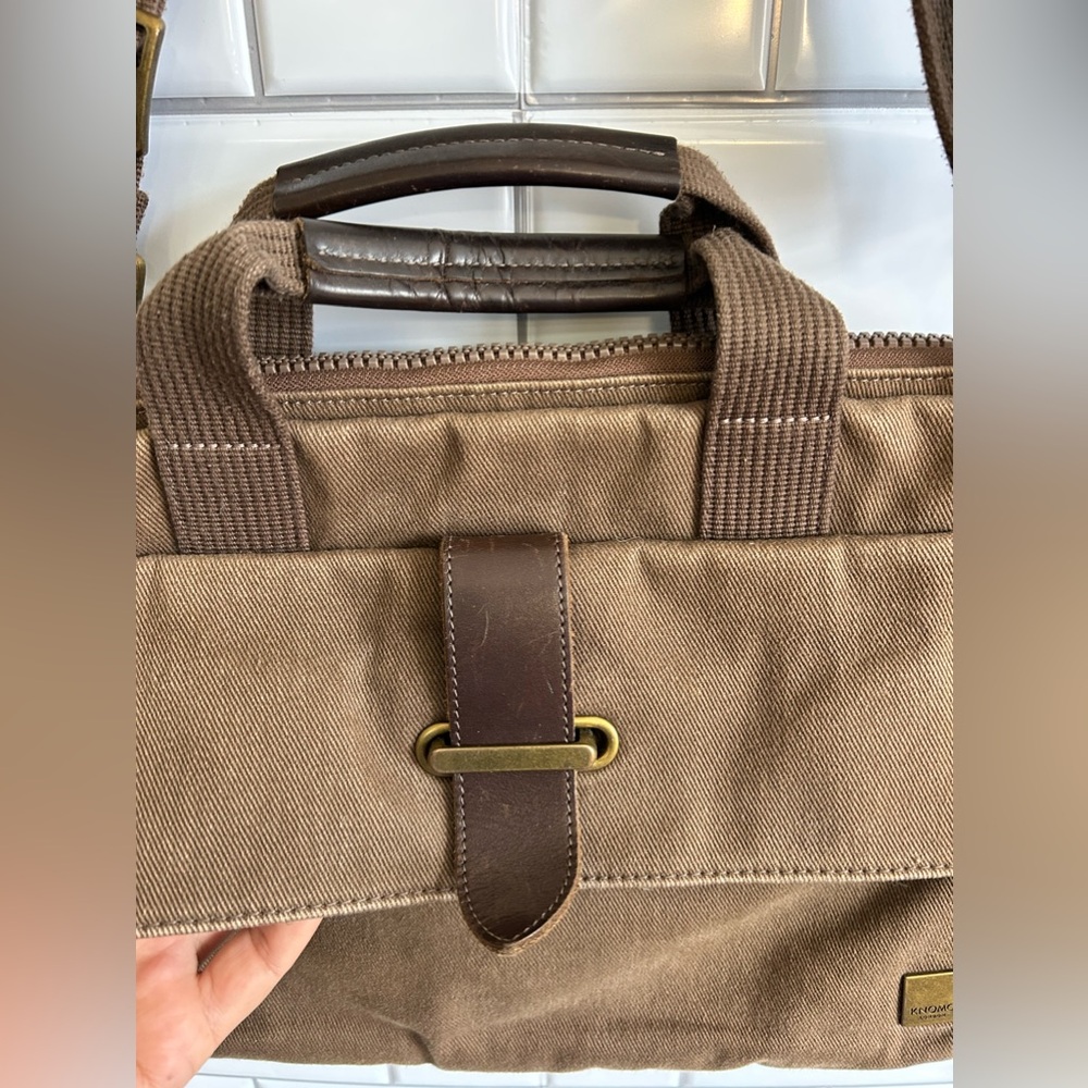 Knomo London unisex Laptop Bag / Brown / Olive Green inside - Picture 2 of 13